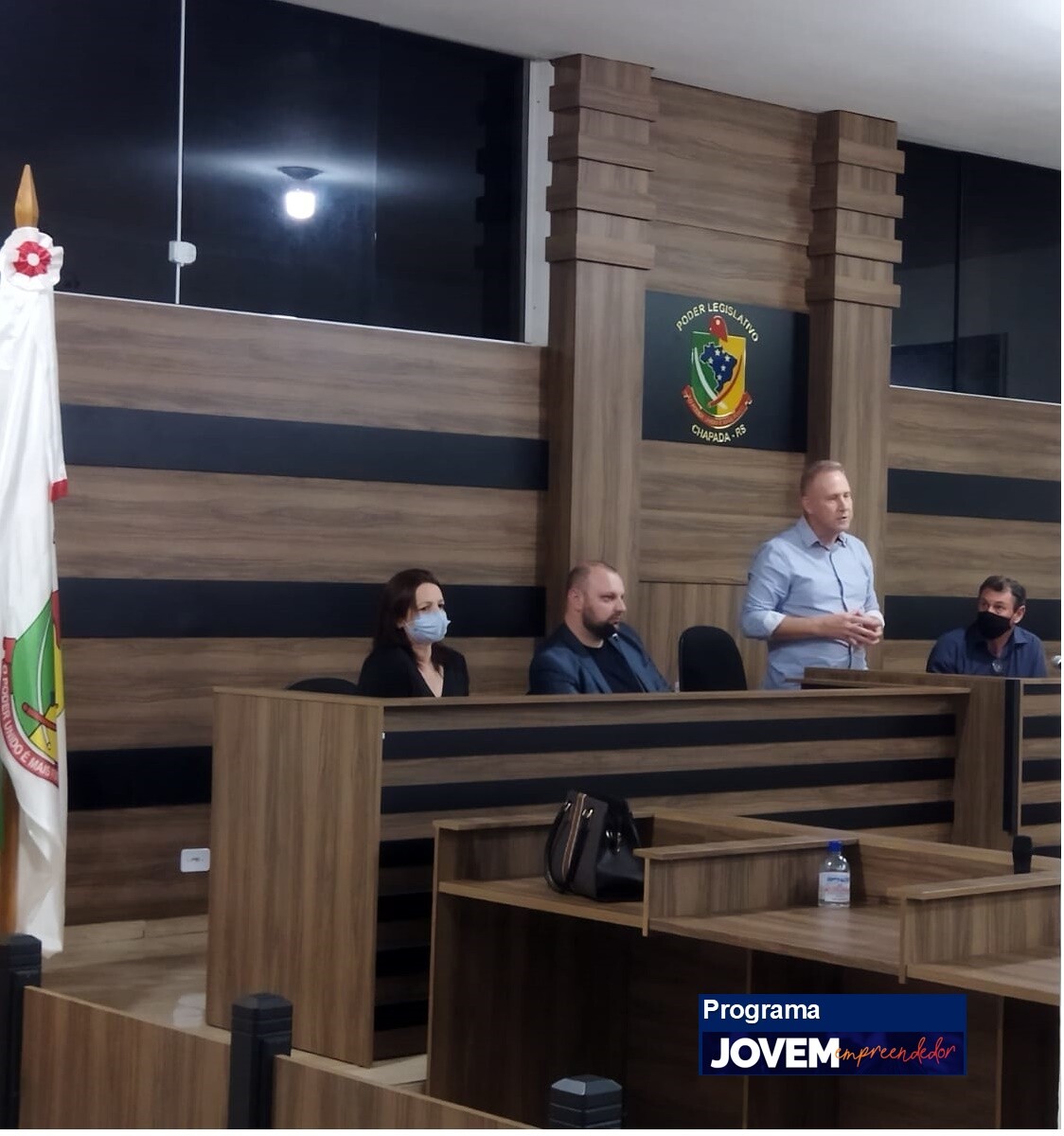 Eni do Nascimento, Anderson Detogni, prefeito Gelson Scherer e vice-prefeito Moacir Grethe